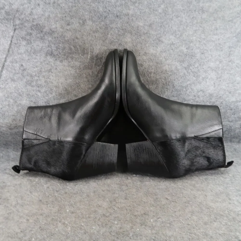 Jigsaw Shoes Womens 40 Booties Leather Calf Hair Fashion Classic Timeless Black